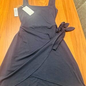 Wilfred Navy Asymmetrical Wrap Dress ARITZIA
